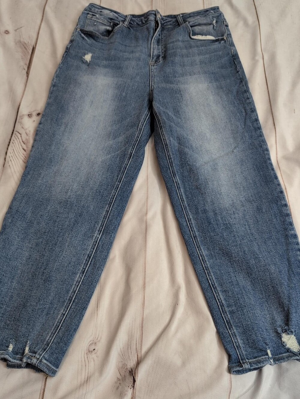 RISEN Los Angeles RDP5094X Women’s 1XL High Rise Distressed Baggy Ankle Jeans